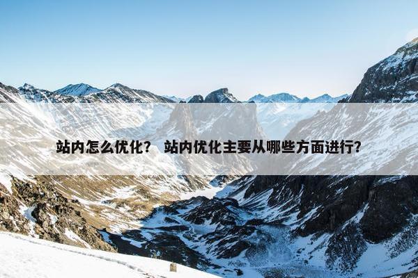 站内怎么优化？ 站内优化主要从哪些方面进行？-第1张图片-冷动云
