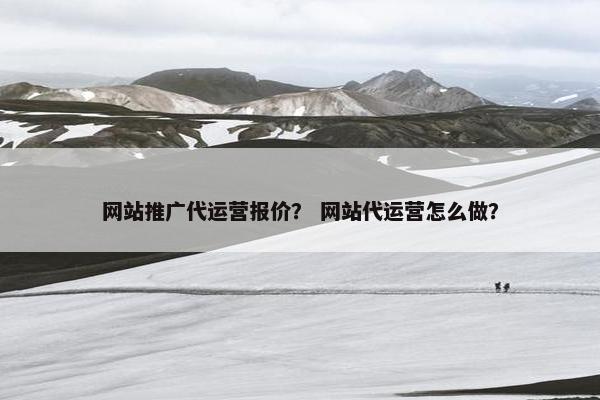 网站推广代运营报价？ 网站代运营怎么做？-第1张图片-冷动云