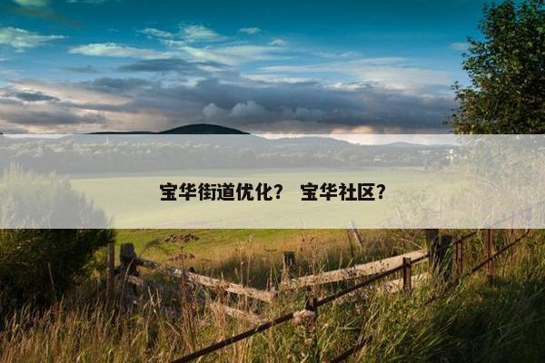 宝华街道优化？ 宝华社区？-第1张图片-冷动云