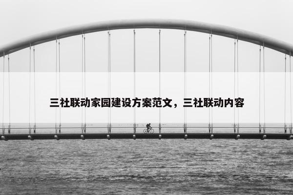 三社联动家园建设方案范文，三社联动内容-第1张图片-冷动云