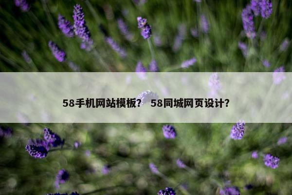 58手机网站模板？ 58同城网页设计？-第1张图片-冷动云