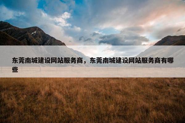 东莞南城建设网站服务商，东莞南城建设网站服务商有哪些-第1张图片-冷动云