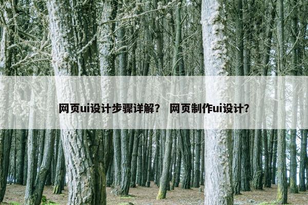 网页ui设计步骤详解？ 网页制作ui设计？-第1张图片-冷动云