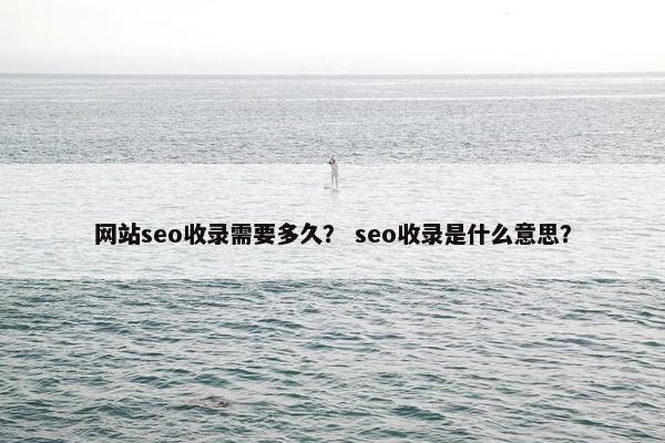 网站seo收录需要多久？ seo收录是什么意思？-第1张图片-冷动云