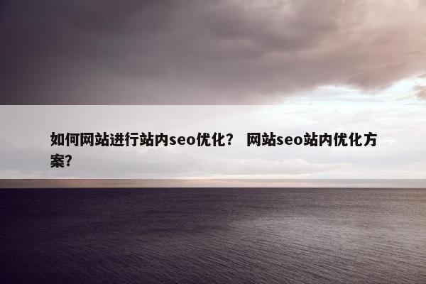 如何网站进行站内seo优化？ 网站seo站内优化方案？-第1张图片-冷动云