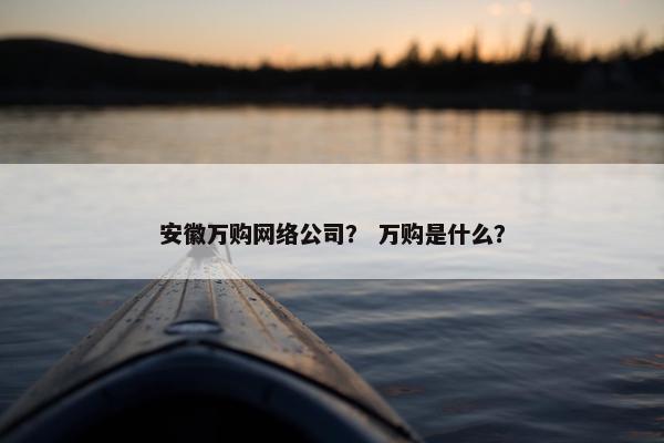 安徽万购网络公司？ 万购是什么？-第1张图片-冷动云