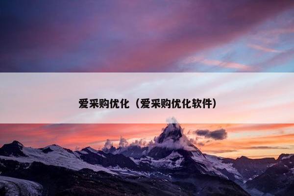 爱采购优化（爱采购优化软件）-第1张图片-冷动云