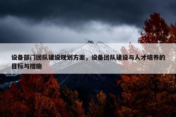 设备部门团队建设规划方案，设备团队建设与人才培养的目标与措施-第1张图片-冷动云