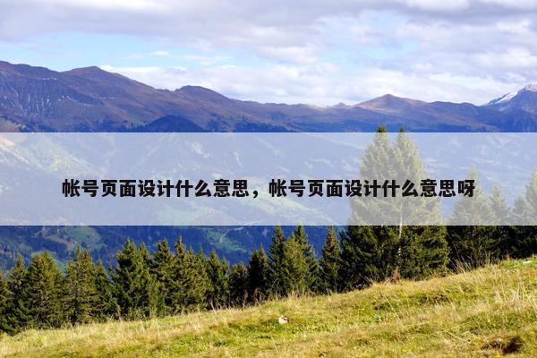 帐号页面设计什么意思，帐号页面设计什么意思呀-第1张图片-冷动云