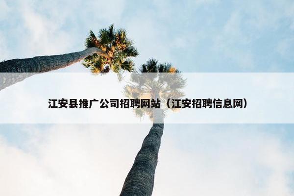 江安县推广公司招聘网站（江安招聘信息网）-第1张图片-冷动云