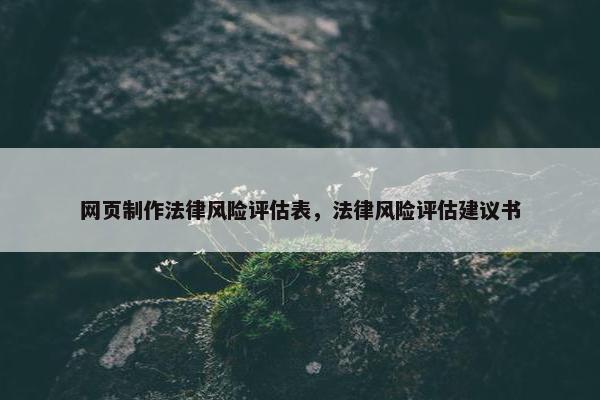 网页制作法律风险评估表，法律风险评估建议书-第1张图片-冷动云