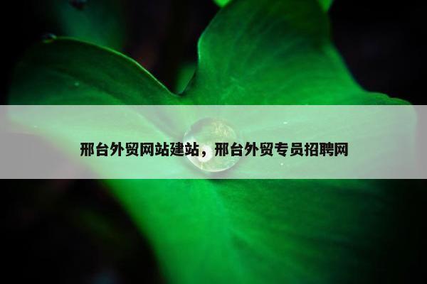 邢台外贸网站建站，邢台外贸专员招聘网-第1张图片-冷动云