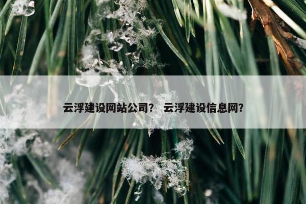 云浮建设网站公司？ 云浮建设信息网？-第1张图片-冷动云
