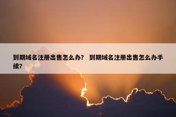 到期域名注册出售怎么办？ 到期域名注册出售怎么办手续？-第1张图片-冷动云