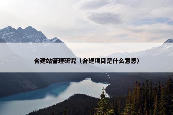 合建站管理研究（合建项目是什么意思）-第1张图片-冷动云