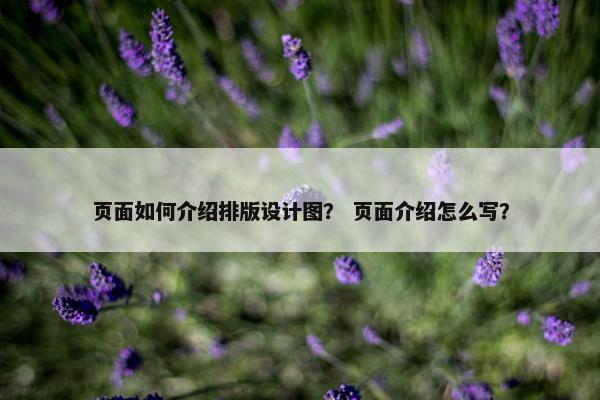 页面如何介绍排版设计图？ 页面介绍怎么写？-第1张图片-冷动云