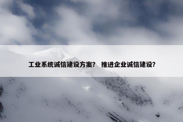 工业系统诚信建设方案？ 推进企业诚信建设？-第1张图片-冷动云