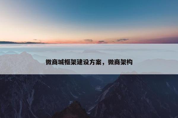 微商城框架建设方案，微商架构-第1张图片-冷动云