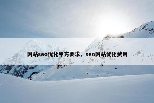 网站seo优化甲方要求，seo网站优化费用-第1张图片-冷动云