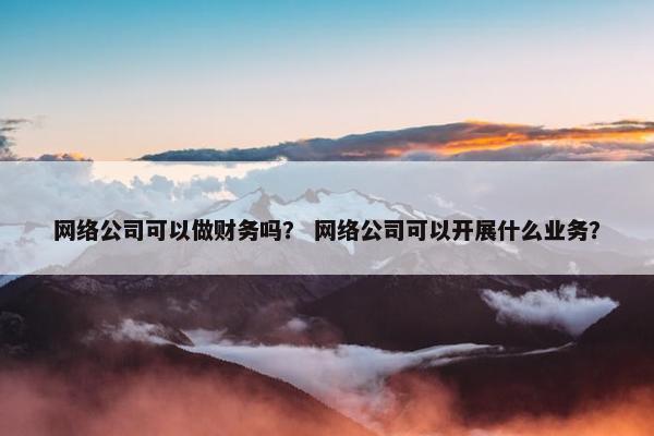 网络公司可以做财务吗？ 网络公司可以开展什么业务？-第1张图片-冷动云