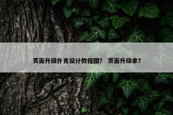 页面升级扑克设计教程图？ 页面升级拿？-第1张图片-冷动云