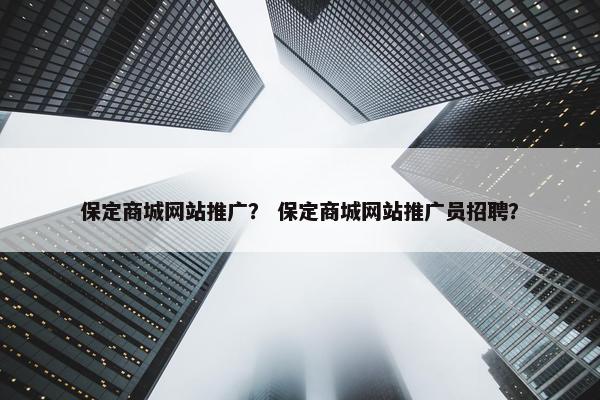 保定商城网站推广？ 保定商城网站推广员招聘？-第1张图片-冷动云