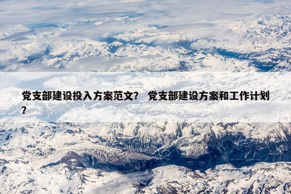 党支部建设投入方案范文？ 党支部建设方案和工作计划？-第1张图片-冷动云