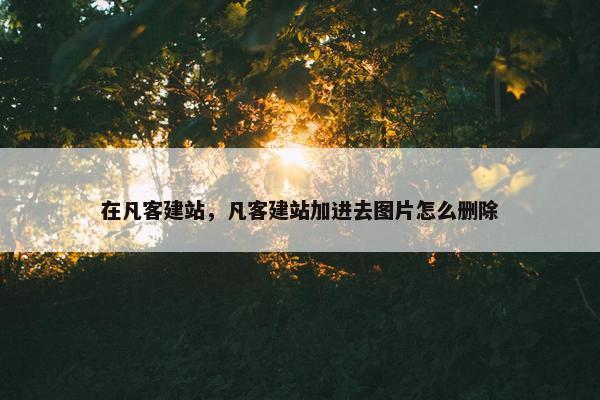 在凡客建站，凡客建站加进去图片怎么删除-第1张图片-冷动云