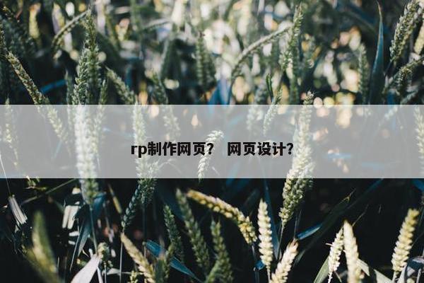 rp制作网页？ 网页设计？-第1张图片-冷动云