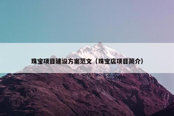 珠宝项目建设方案范文（珠宝店项目简介）-第1张图片-冷动云