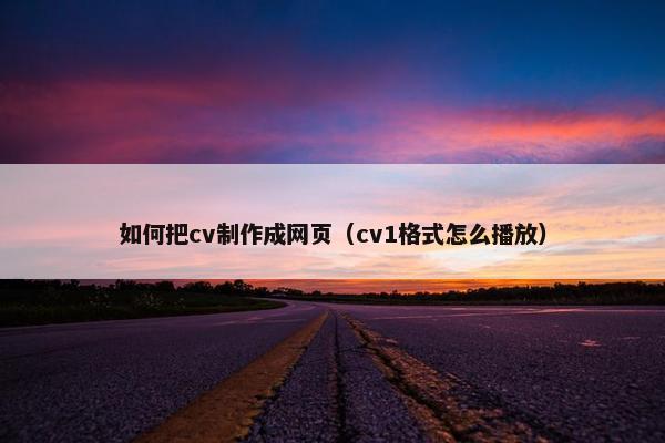 如何把cv制作成网页（cv1格式怎么播放）-第1张图片-冷动云