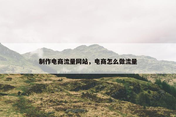 制作电商流量网站，电商怎么做流量-第1张图片-冷动云