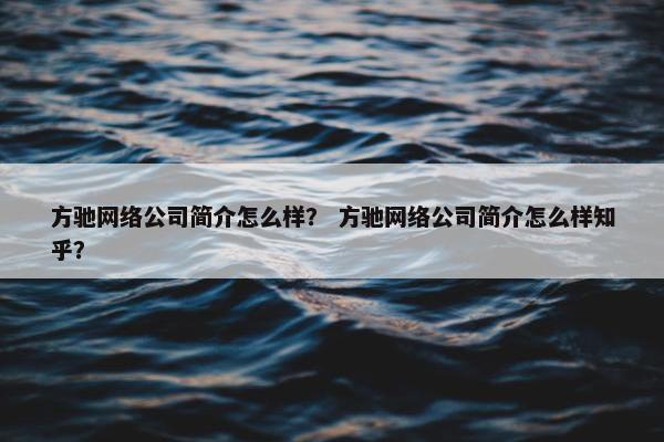 方驰网络公司简介怎么样？ 方驰网络公司简介怎么样知乎？-第1张图片-冷动云