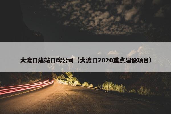 大渡口建站口碑公司（大渡口2020重点建设项目）-第1张图片-冷动云