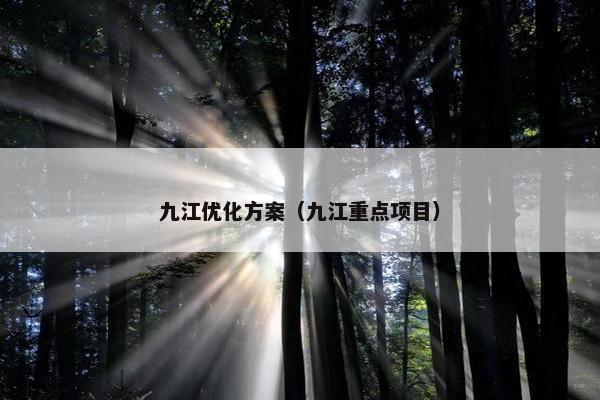 九江优化方案（九江重点项目）-第1张图片-冷动云
