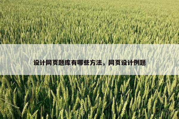 设计网页题库有哪些方法，网页设计例题-第1张图片-冷动云