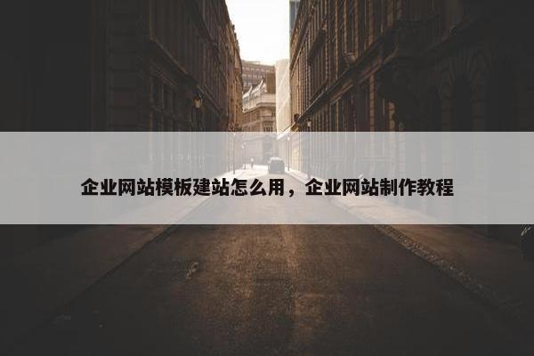 企业网站模板建站怎么用，企业网站制作教程-第1张图片-冷动云