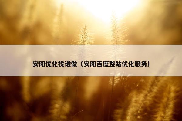 安阳优化找谁做（安阳百度整站优化服务）-第1张图片-冷动云
