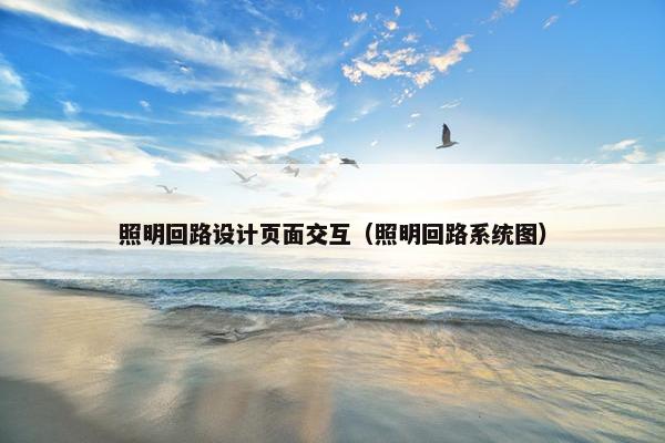 照明回路设计页面交互（照明回路系统图）-第1张图片-冷动云