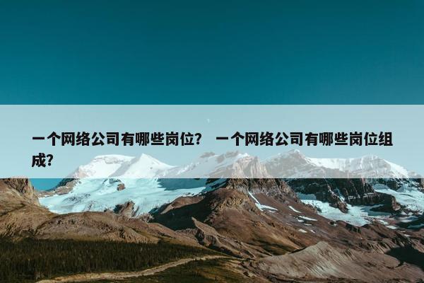 一个网络公司有哪些岗位？ 一个网络公司有哪些岗位组成？-第1张图片-冷动云