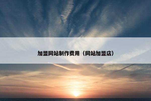 加盟网站制作费用（网站加盟店）-第1张图片-冷动云