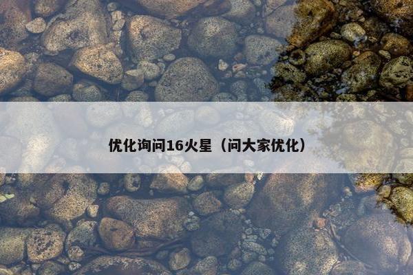 优化询问16火星（问大家优化）-第1张图片-冷动云