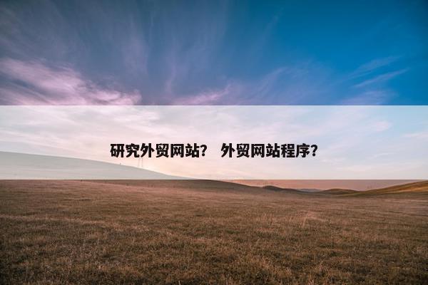 研究外贸网站？ 外贸网站程序？-第1张图片-冷动云