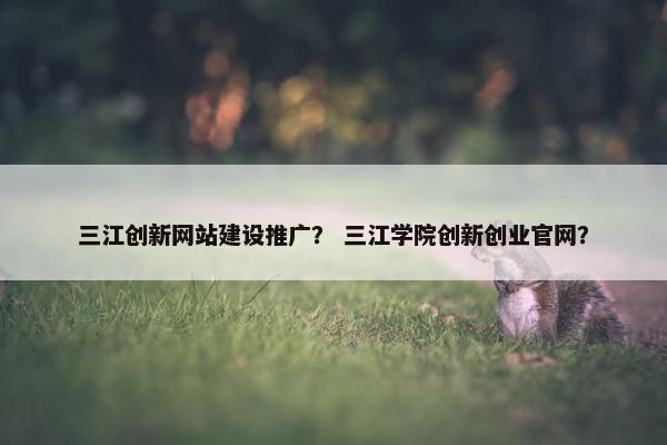 三江创新网站建设推广？ 三江学院创新创业官网？-第1张图片-冷动云