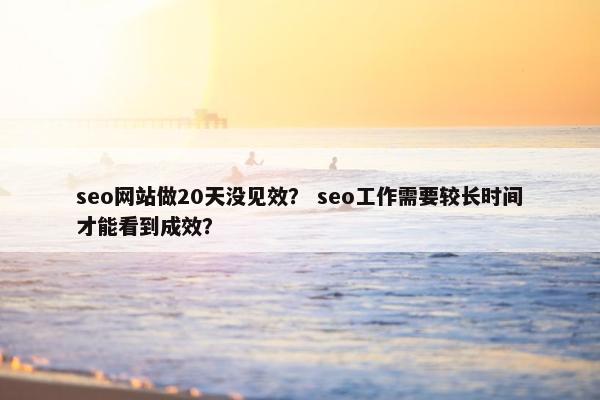 seo网站做20天没见效？ seo工作需要较长时间才能看到成效？-第1张图片-冷动云