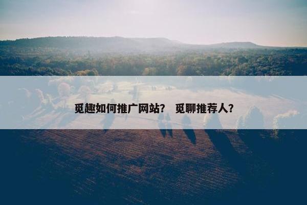 觅趣如何推广网站？ 觅聊推荐人？-第1张图片-冷动云