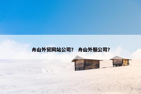 舟山外贸网站公司？ 舟山外服公司？-第1张图片-冷动云
