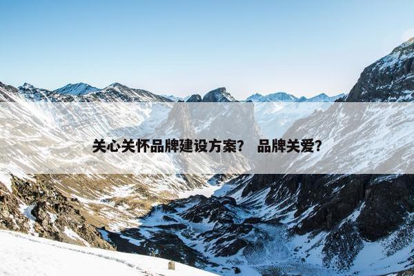 关心关怀品牌建设方案？ 品牌关爱？-第1张图片-冷动云