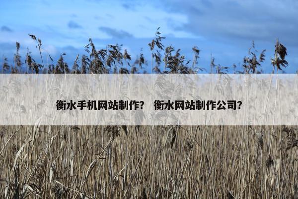 衡水手机网站制作？ 衡水网站制作公司？-第1张图片-冷动云