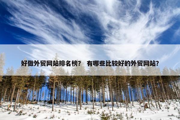 好做外贸网站排名榜？ 有哪些比较好的外贸网站？-第1张图片-冷动云